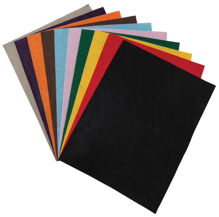 12 Pack Creativity Street Felt Sheets - 9 x 12 Inches, Assorted Colors for DIY Crafts, School Projects & Home Decor