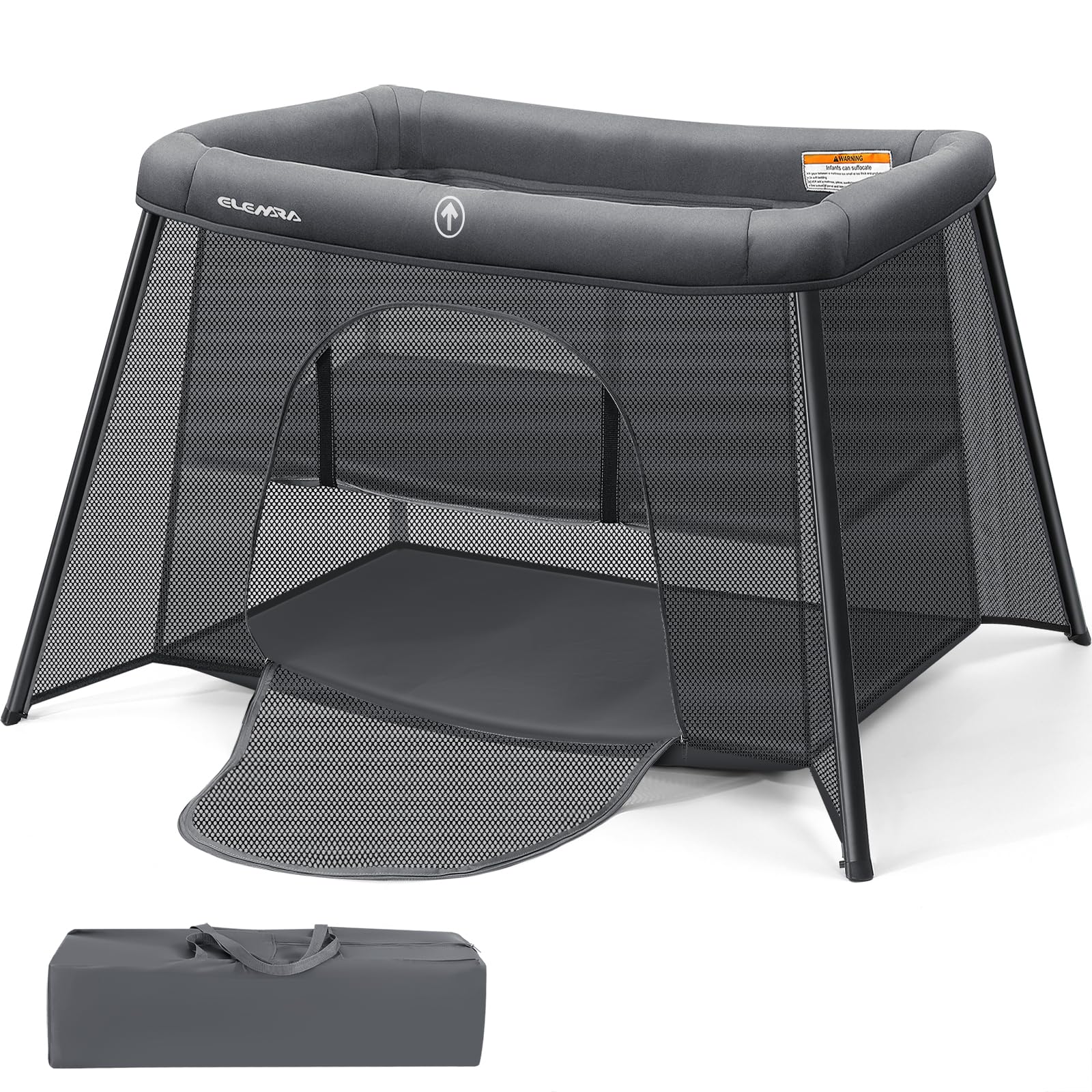 ELEMARA 3-in-1 Portable Baby Travel Crib with Comfort Mattress - Lightweight Foldable Playard for Toddlers | Easy Setup Indoor Outdoor Playpen | Perfect for Home, Travel & Camping Use