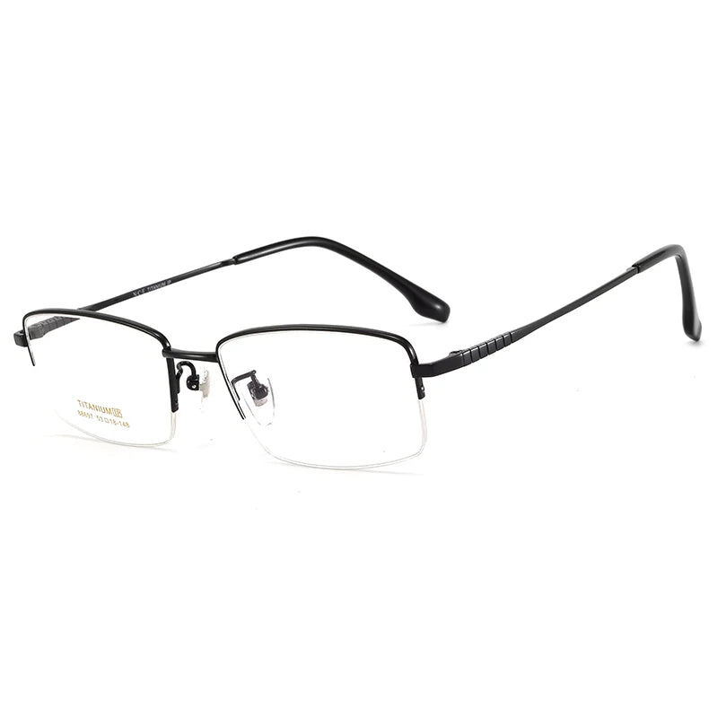 Bclear Unisex Semi-Rimless Square Titanium Eyeglasses Frame 86697 - Lightweight & Durable for Work, Reading & Everyday Wear