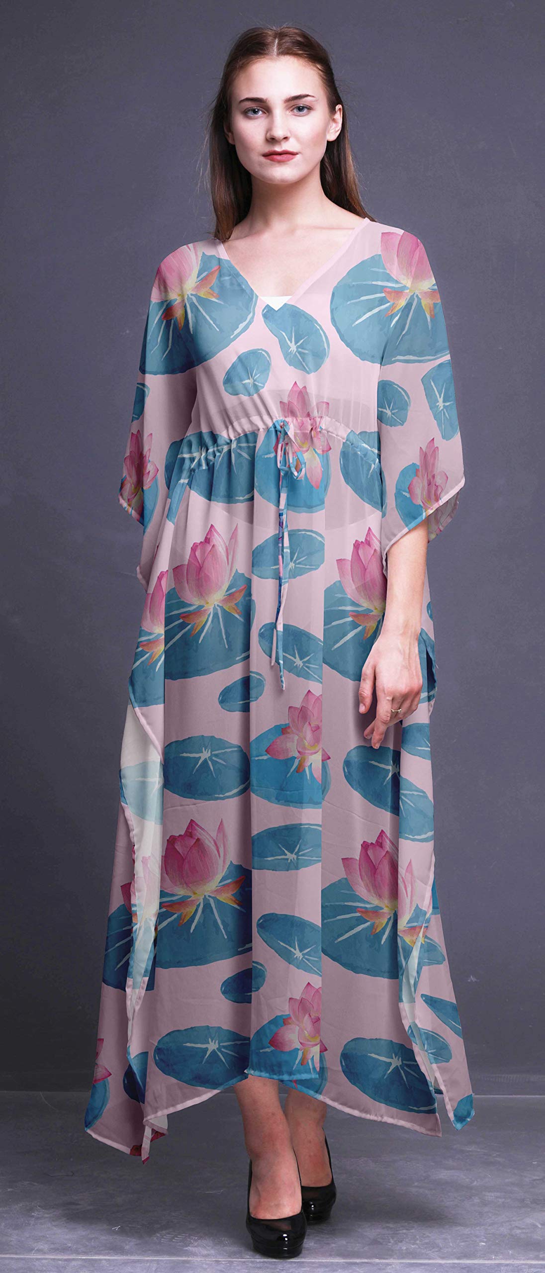 Bimba Beach Kaftan - Women's Long Maxi Dress Bikini Cover Up, Summer Kimono Style Caftan for Pool, Vacation & Boho Fashion