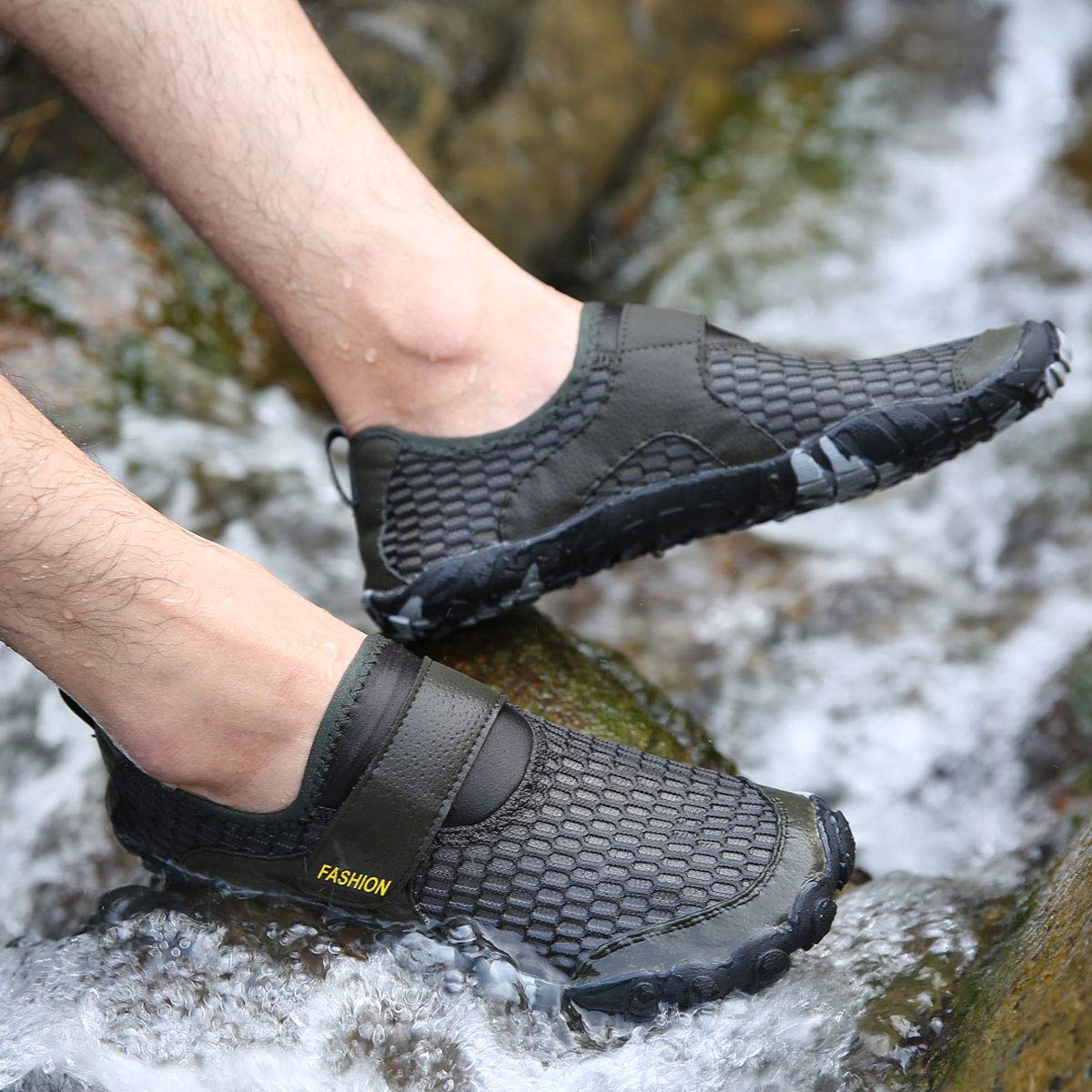 CHICLOVEY Men's Quick Dry Water Shoes - Breathable Mesh Slip On Aqua Sneakers for Swimming, Beach, Pool & Water Sports | Lightweight Athletic Shoes for Men