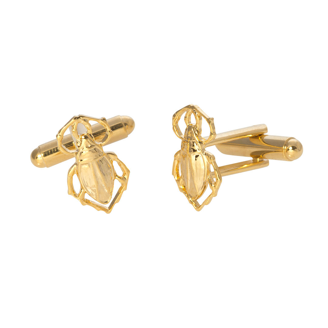 Goldbug Collection Cufflinks for Men - Elegant Gold-Plated Dress Cuff Links for Formal Wear, Weddings & Business Attire - Perfect Gift for Groomsmen & Professionals
