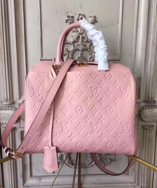 Louis Vuitton Speedy Bandouliere 30 Handbag - Monogram Empreinte Leather in Rose Poudre - Perfect for Work, Travel & Everyday Luxury
