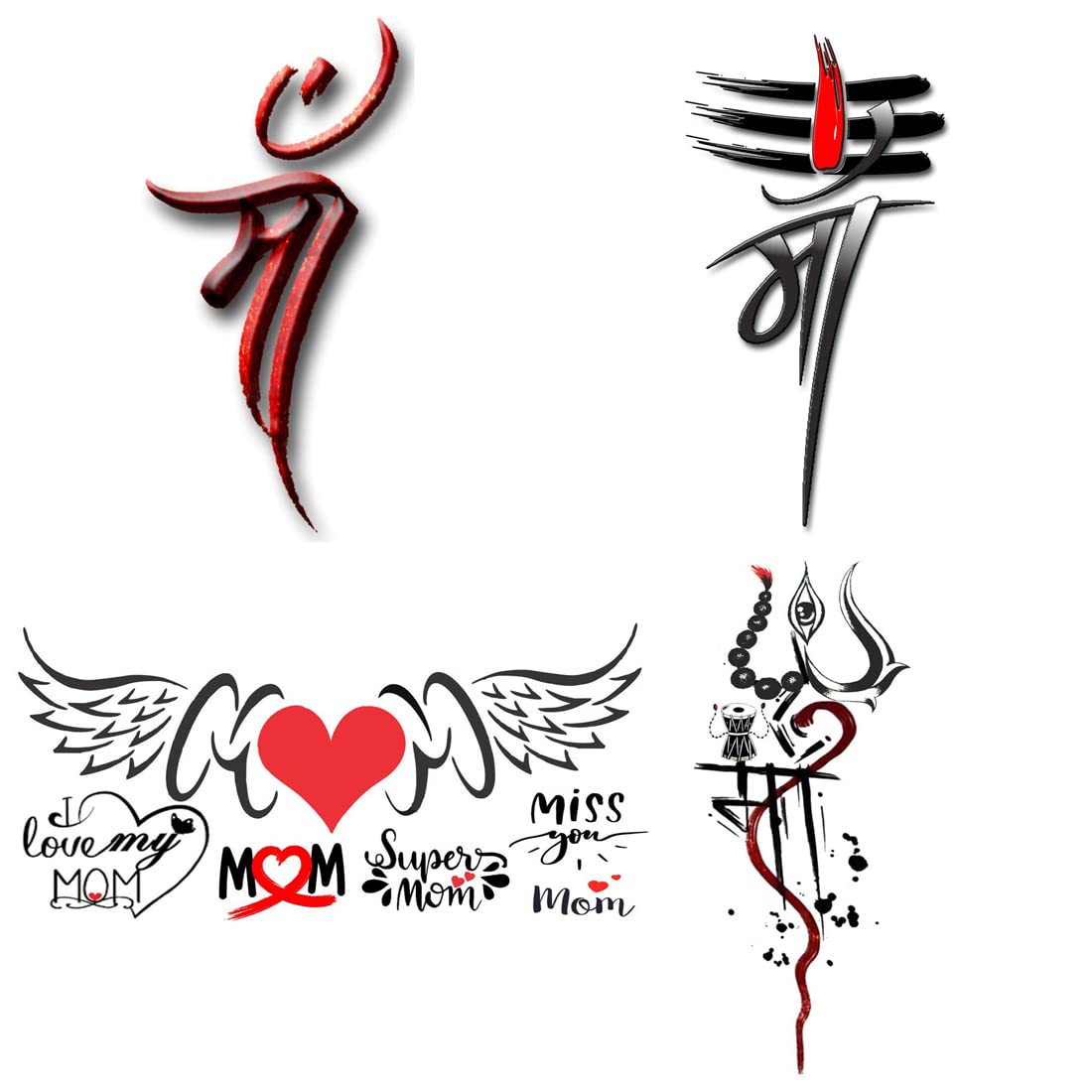 Temporary Tattoo Pack for Parents - Mom & Dad Designs (4 Tattoos, 2x4 Inch) | Waterproof Fake Tattoos for Men & Women | Perfect for Family Events, Couple Matching or Costume Parties
