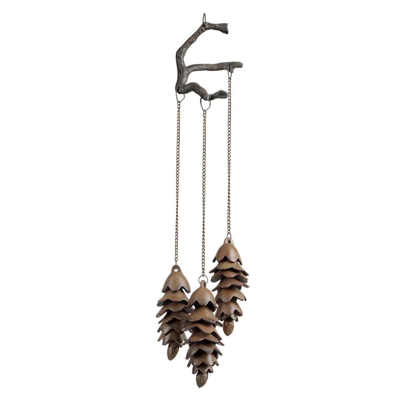 SPI Home Triple Pinecone Wind Chime - Outdoor Garden Decor with Soothing Sounds for Patio, Porch & Backyard Relaxation
