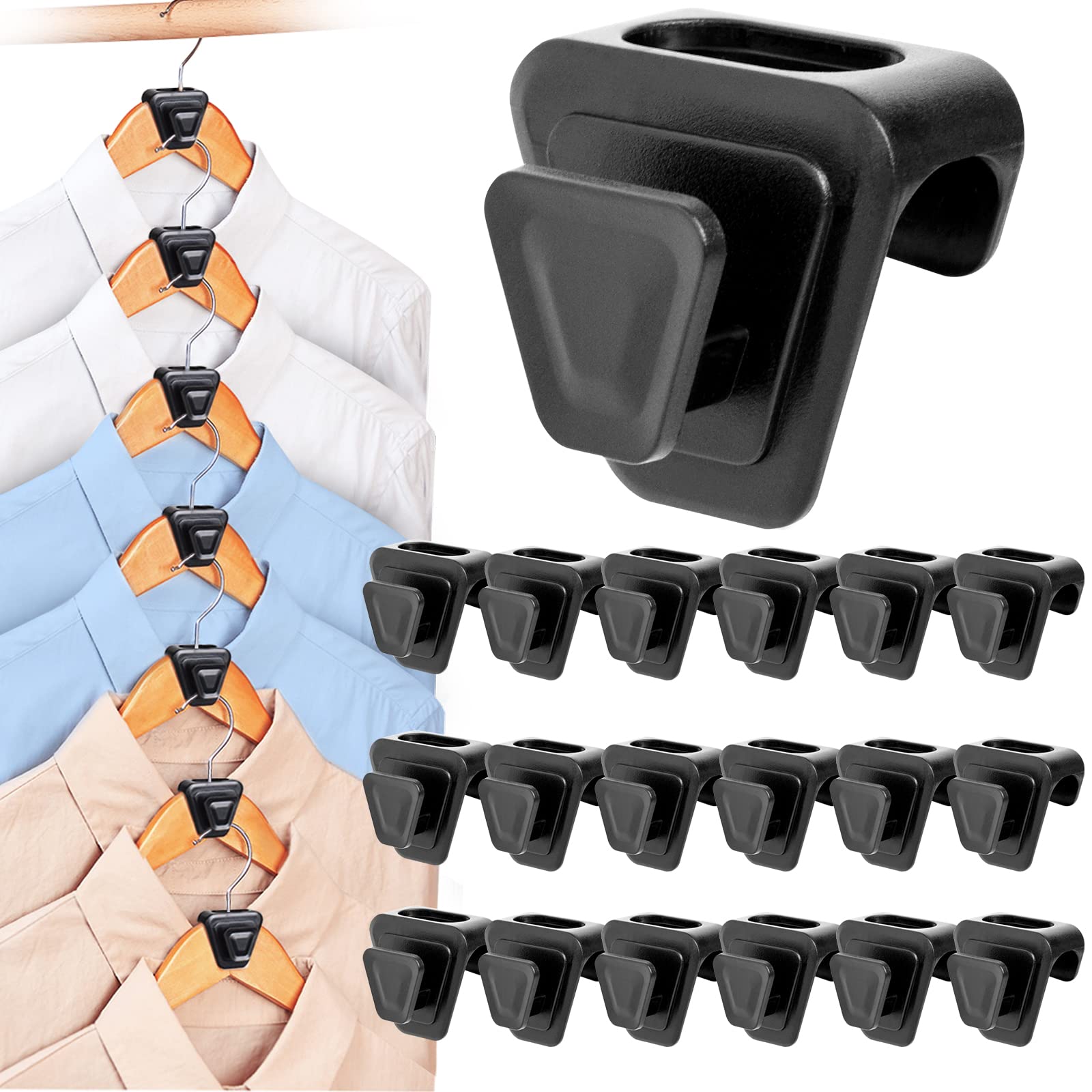 18Pcs Heavy Duty Clothes Hanger Connector Hooks - Space Saving Closet Organizer & Storage Shelf Extender - Universal Fit for All Hanger Types - Perfect for Small Closets, Wardrobe Organization & Laundry Room Storage