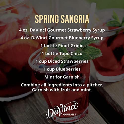 DaVinci Gourmet Classic Strawberry Syrup - 25.4 Oz (Pack of 4) | Premium Coffee & Cocktail Flavoring Syrup for Baristas, Home Brewing & Dessert Topping