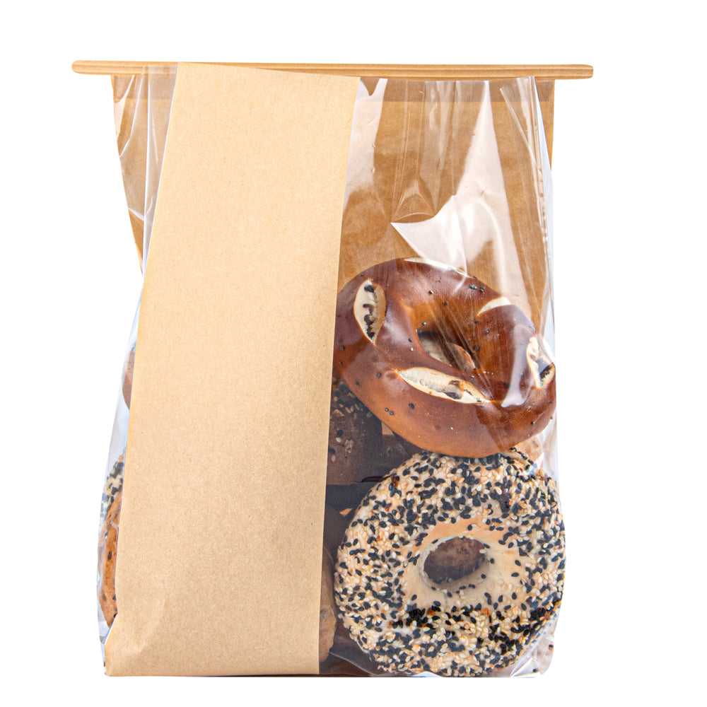 Premium Kraft Paper Bakery Bags with Window & Tin Tie Closure - 8.25