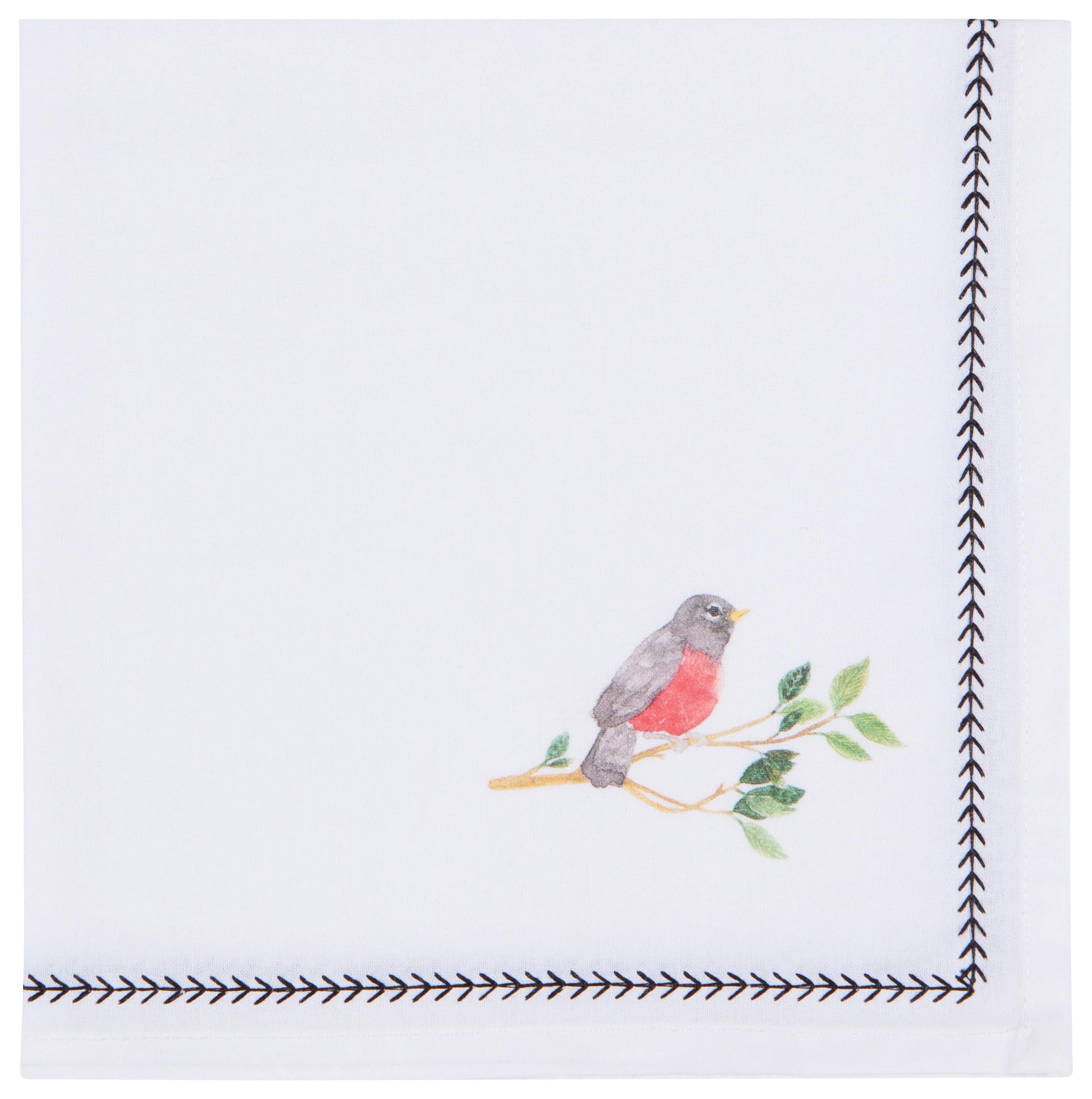 Now Designs Birdsong Cotton Napkins 18x18 Inch, Set of 4 - Soft & Absorbent Kitchen & Dining Table Linens for Everyday Meals, Parties & Home Decor