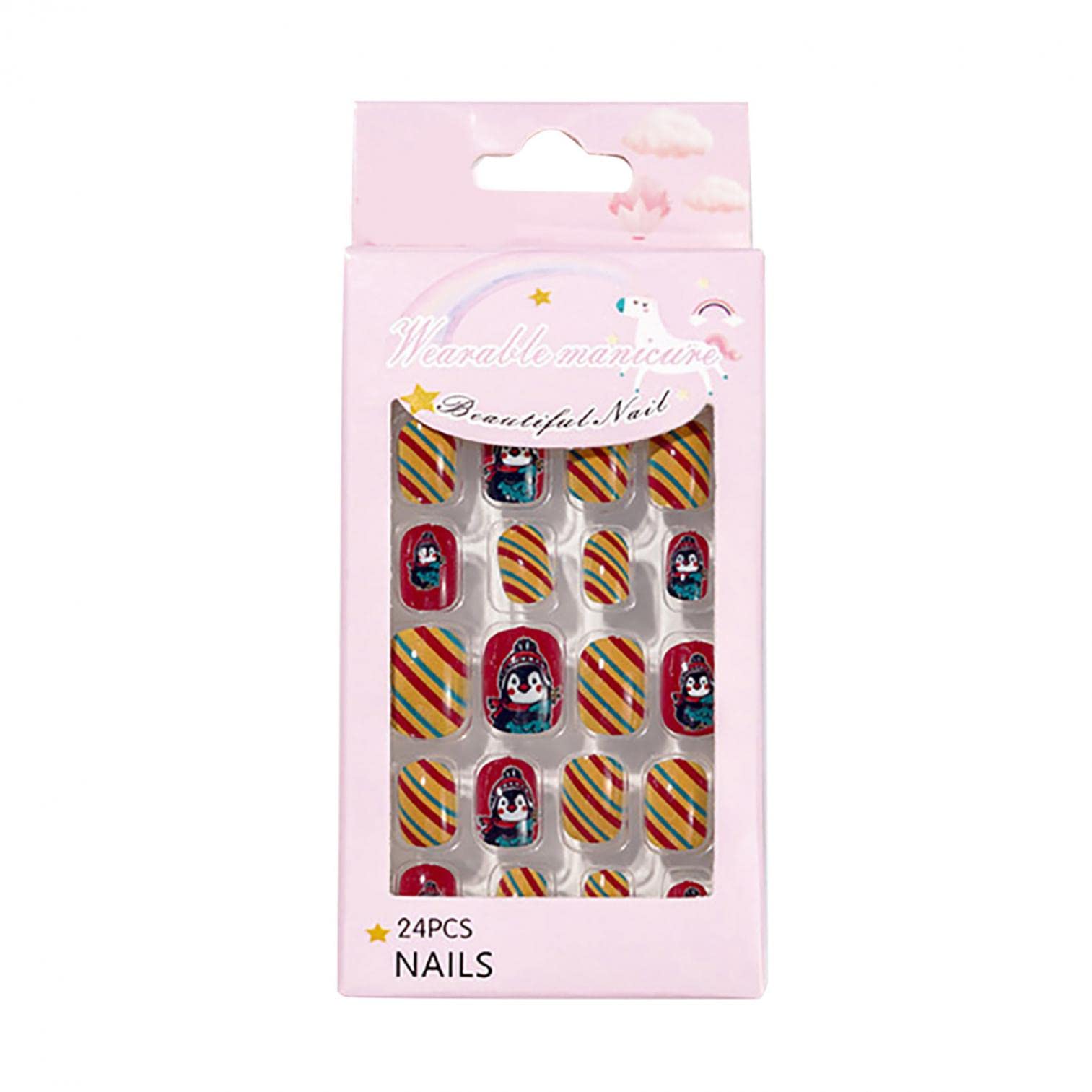 24 Pcs Kids Nail Stickers - Cute Cartoon Design DIY Self-Adhesive Nail Wraps for Girls | Glueless Nail Art Decals | Perfect for Birthday Parties, Playdates & Dress-Up Fun