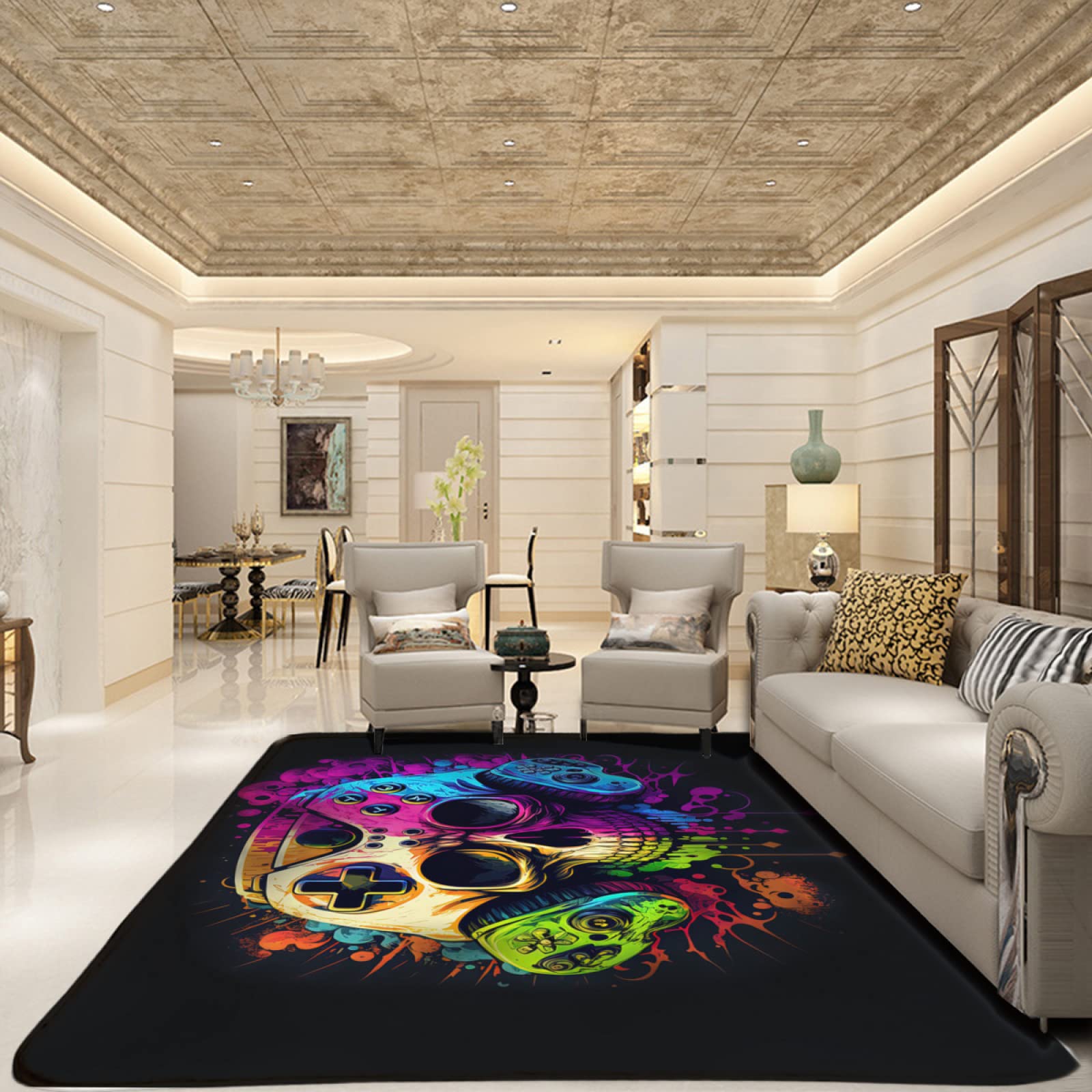 36x24 Inches Gaming Rug for Boys Bedroom & Game Room - Non-Slip E-Sports Carpet for PC Gaming Setup, Console Gaming Area, and Living Room Decor