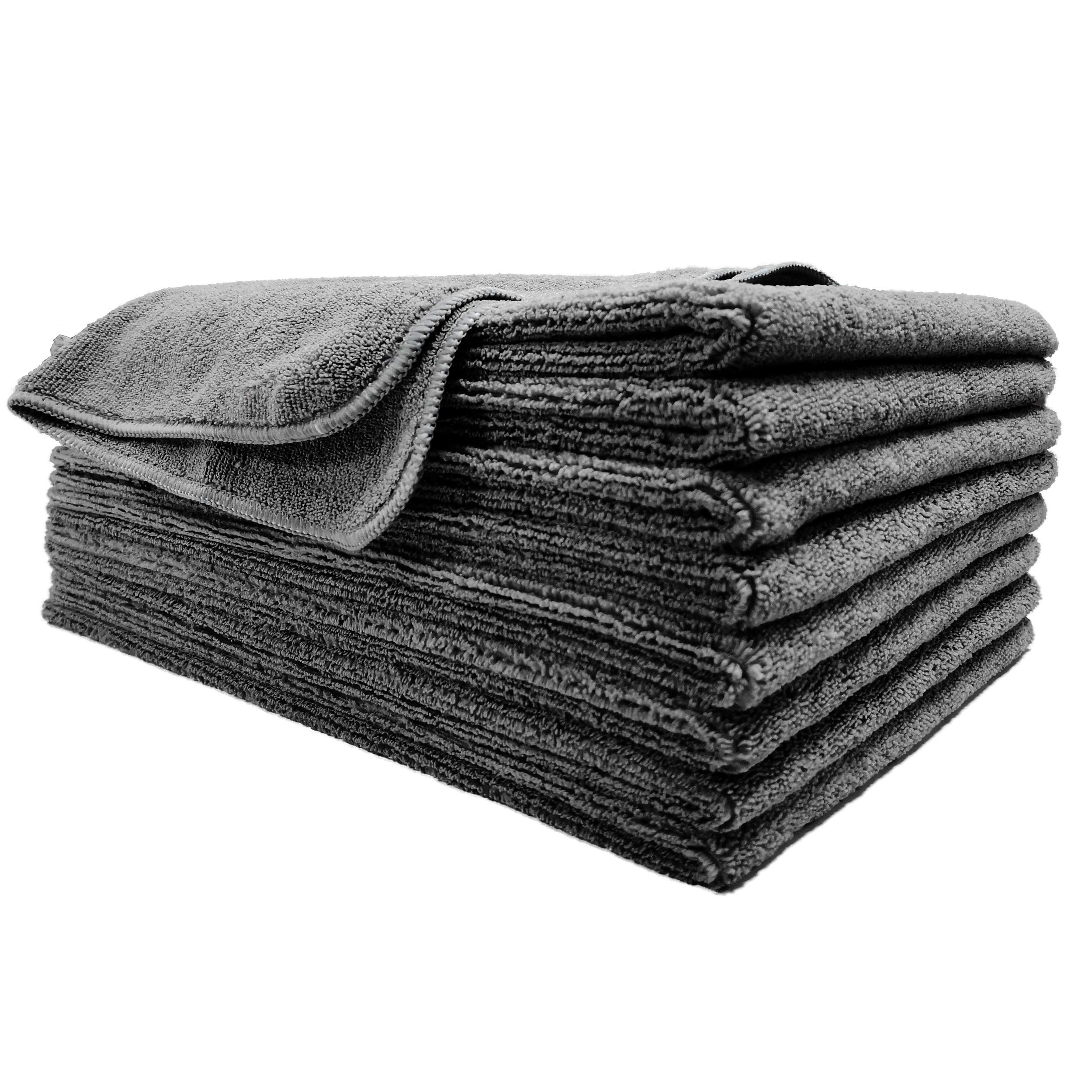 POLYTE Professional Quick Dry Lint Free Microfiber Hair Towel - 16x29 Inch Salon Towels (8 Pack, Dark Gray) - Perfect for Hair Styling, Blow Drying & Spa Use