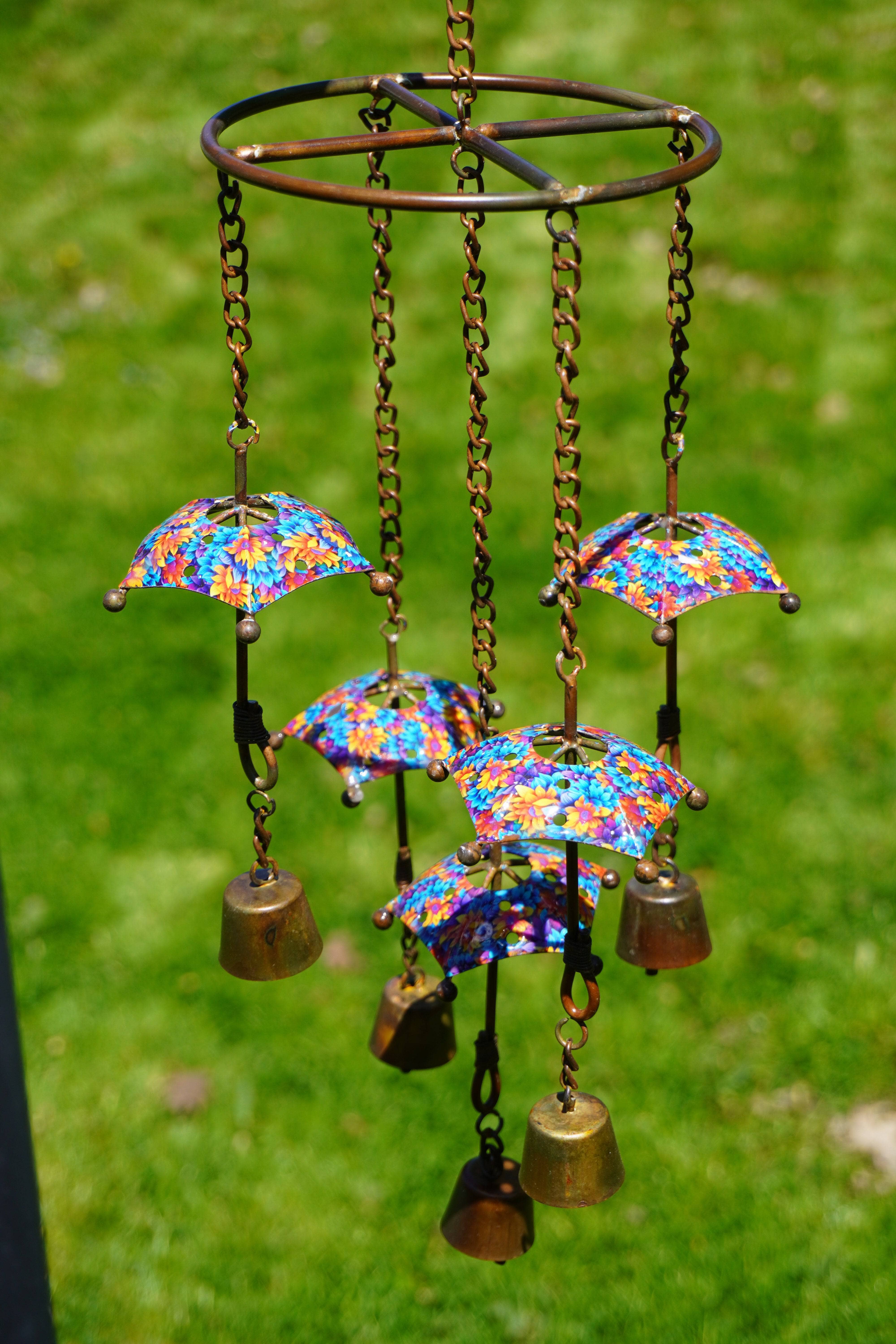 Floral Umbrella Hanging Mobile - Handmade Nursery Decor for Baby Girls Room, Boho Chic Ceiling Ornament, Wind Chime for Bedroom & Living Room - Perfect for Baby Showers, Birthdays & Home Decor
