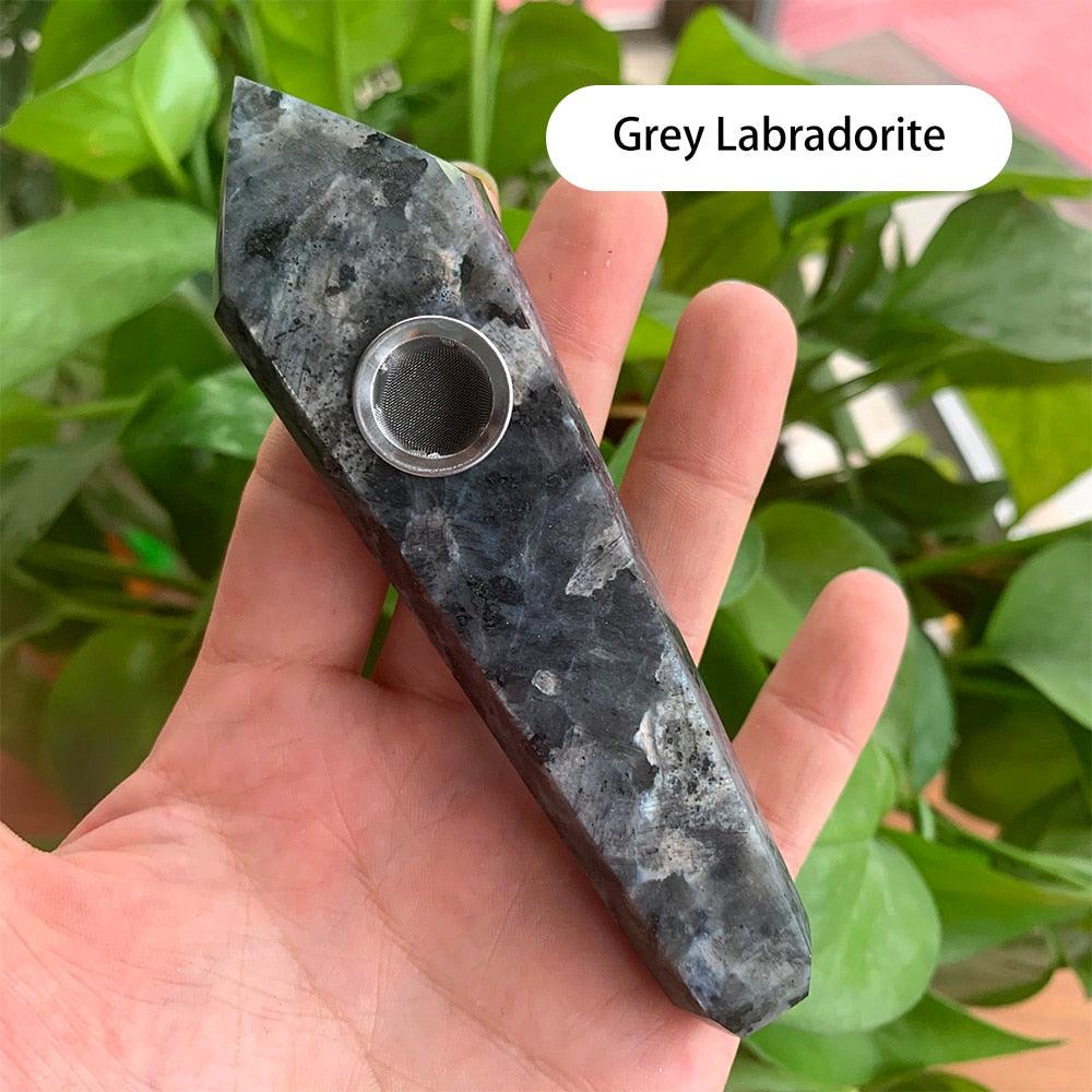 Natural Crystal Pipe with Metal Filter - Rose Quartz Healing Wand for Meditation, Relaxation & Energy Cleansing | Perfect for Reiki, Yoga & Spiritual Practices