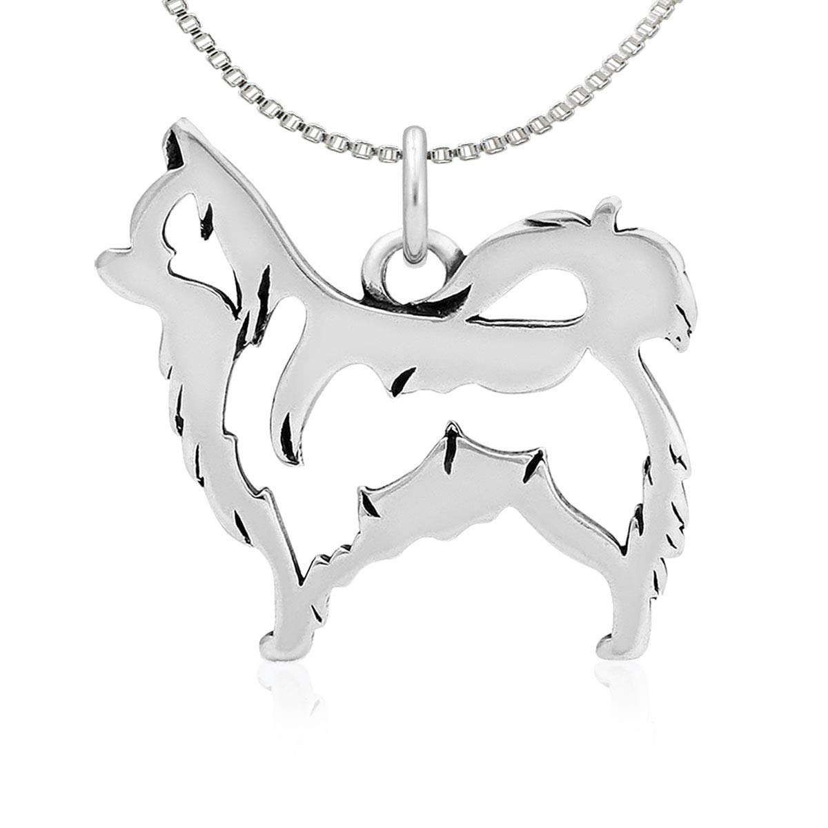 Sterling Silver Long Haired Chihuahua Dog Pendant Necklace - Perfect Gift for Dog Lovers & Jewelry Collectors - Ideal for Casual Wear, Special Occasions & Pet Memorials