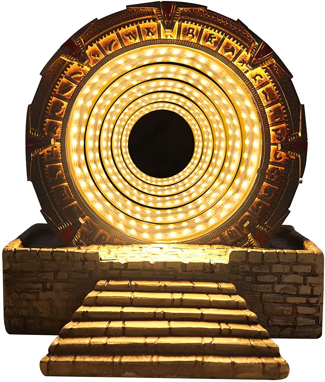 Atlantis Stargate LED Night Light - 3D Time Tunnel Ring Mirror with Movie Replica Design | Resin Model Prop for Sci-Fi Fans | Perfect for Bedroom Decor, Movie Nights & Gift Giving