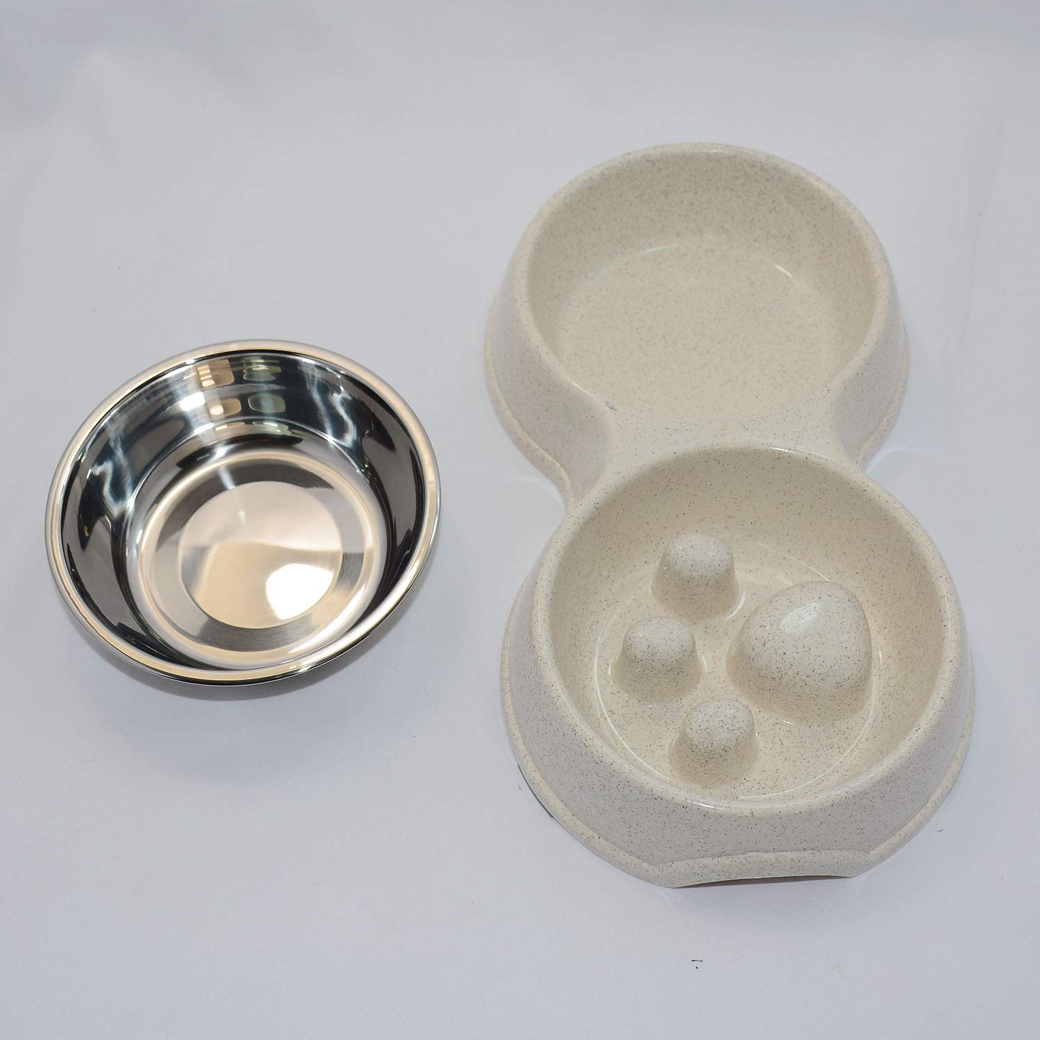 Stainless Steel Slow Feed Dog Bowl for French Bulldogs - Eco-Friendly Interactive Pet Dish to Slow Down Eating, Prevent Bloat & Aid Digestion - Perfect for Fast Eaters, Mealtime Enrichment & Training (White)