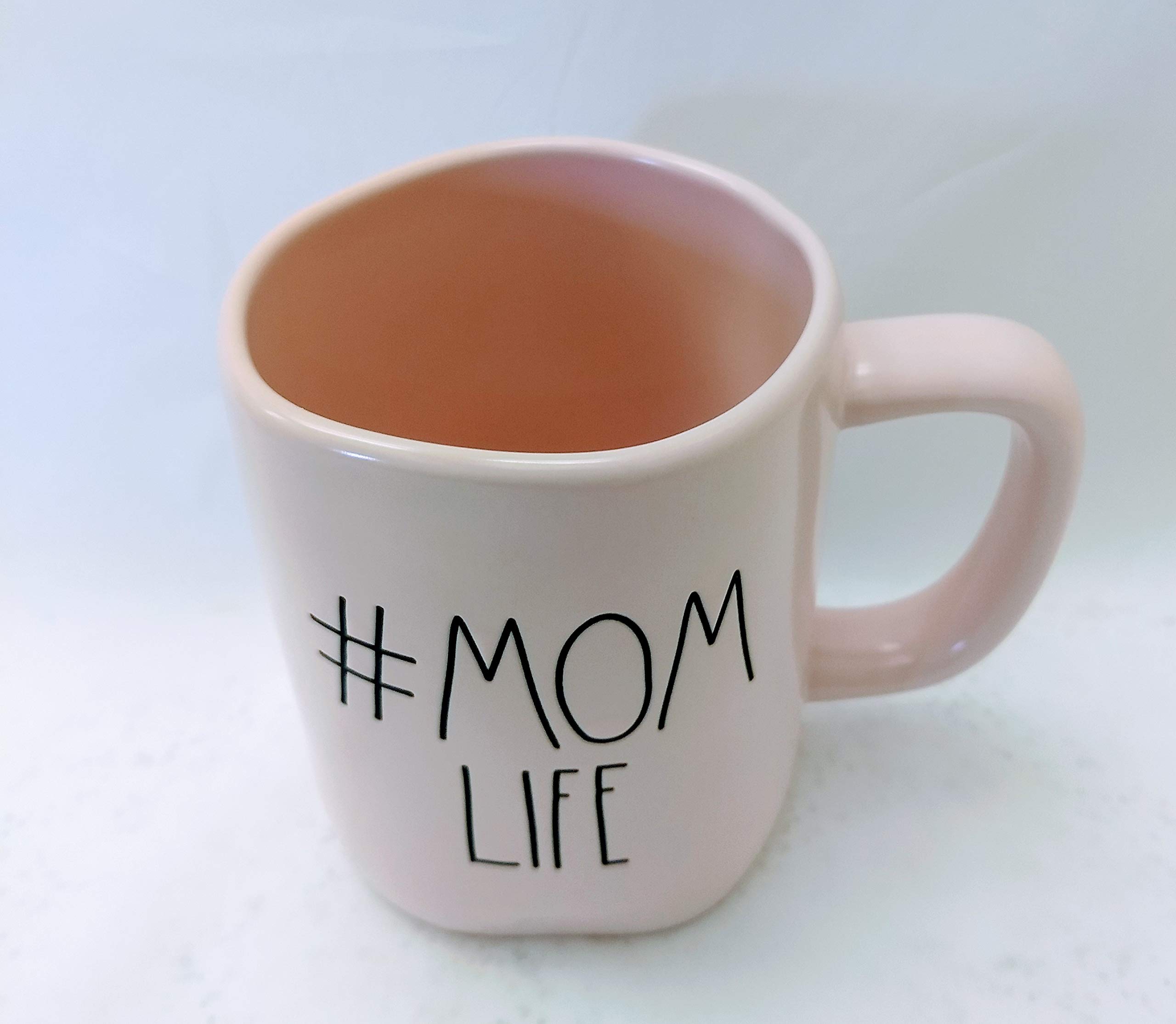 Rae Dunn #MOM LIFE Ceramic Mug - 15oz Pink Coffee Tea Soup Cup for Mothers Day Gift, Kitchen, Office & Home Use