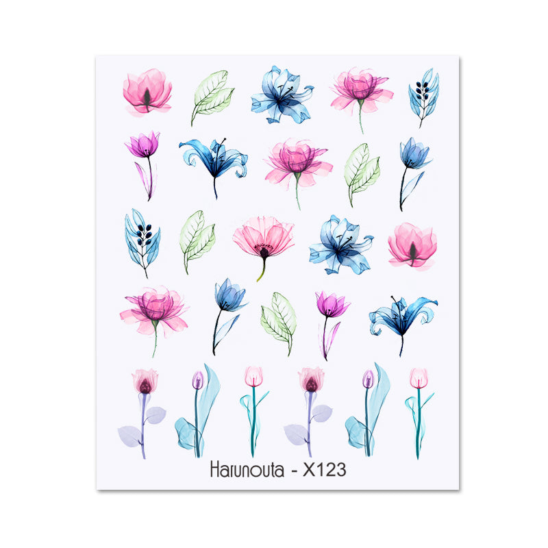 Premium Water Decals Nail Stickers X123 - Floral & Geometric Designs for DIY Manicures - Perfect for Home Nail Art, Parties & Gifts