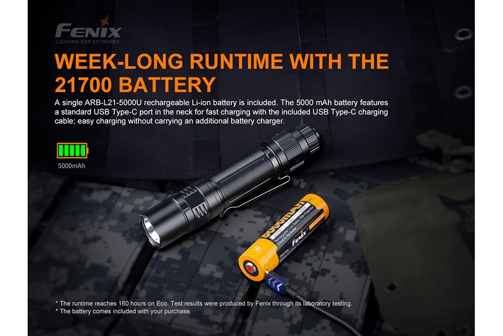 Fenix PD36 TAC Tactical Flashlight 3000 Lumens - Rechargeable LED Flashlight for Camping, Hiking, Emergency & Outdoor Adventures