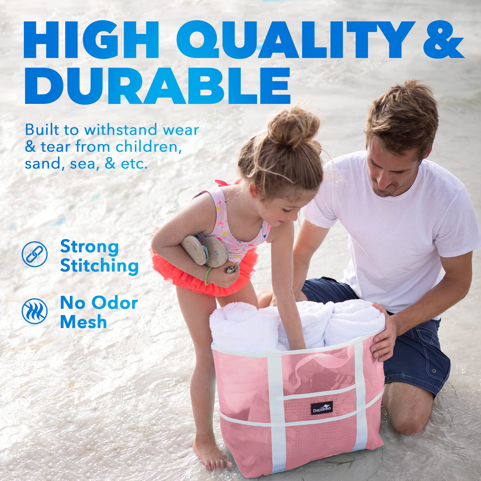 Mesh Sand-Free Beach Bag - Durable & Lightweight Storage for Beach Vacations, Pool Trips & Travel Essentials | Waterproof & Spacious Design for Towels, Sunscreen & More
