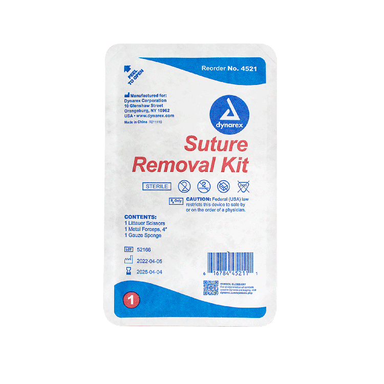 Dynarex Disposable Staple & Suture Removal Kit - Medical Sterile First Aid Tool for Wound Care & Post-Surgery Stitches Removal - Perfect for Hospitals, Clinics & Home First Aid Kits