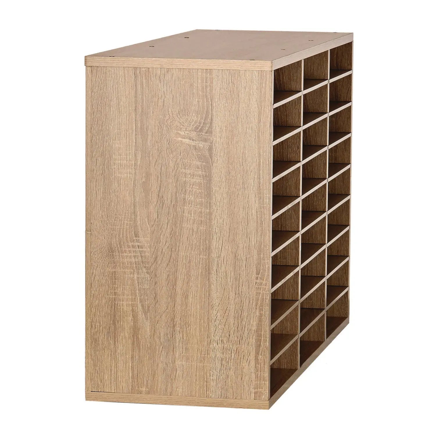 AdirOffice Wooden 27 Compartment Letter Size Literature Organizer - Medium Oak File Sorter (31.49