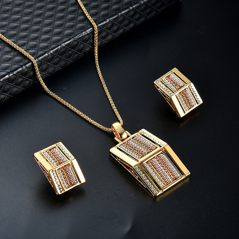 Stylish Square Alloy Two-Piece Jewelry Set - Exaggerated Fashion Jewelry Collection for Women | Perfect for Parties, Date Nights & Special Occasions