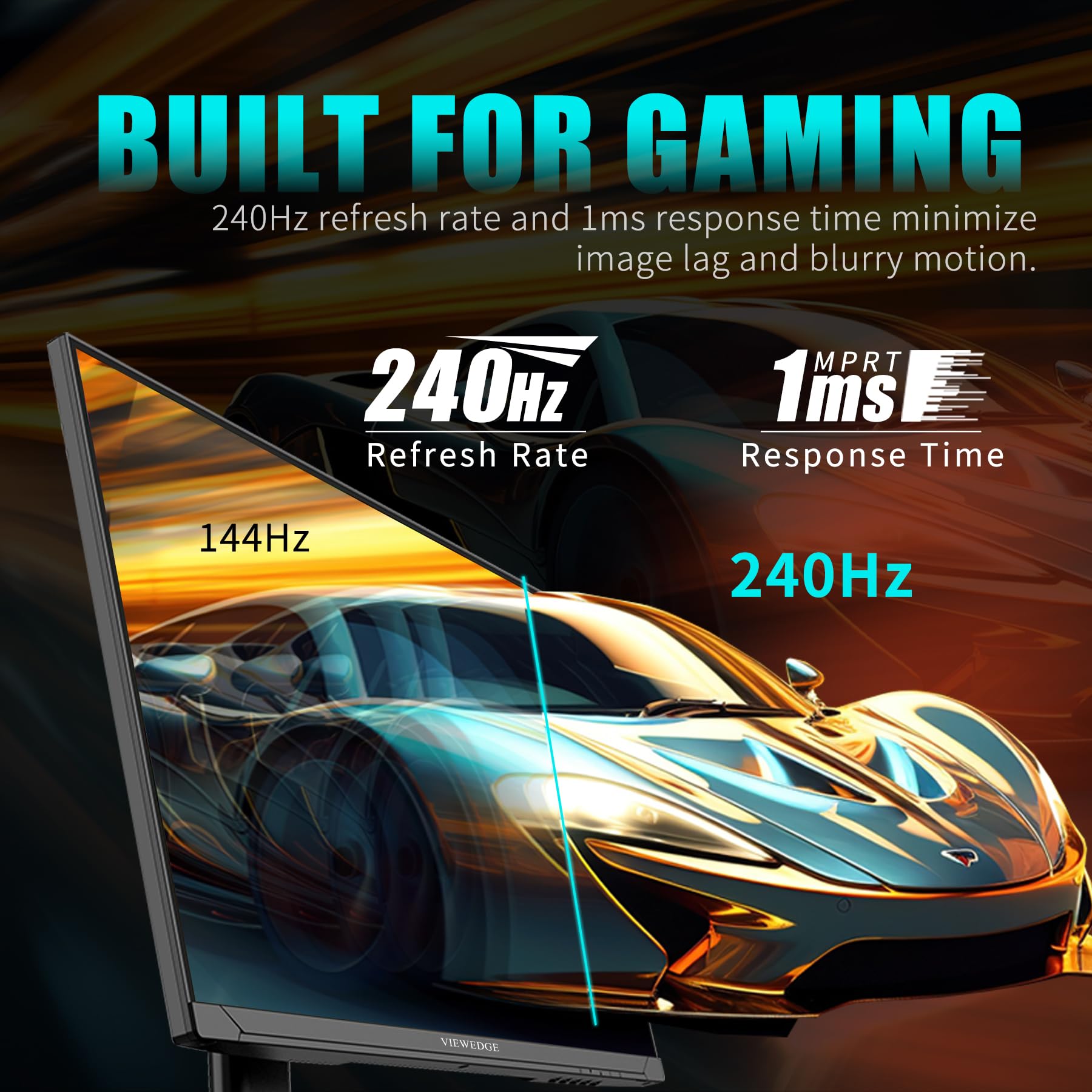 27 Inch QHD Gaming Monitor 240Hz 1ms HDR10 IPS Display - 2560x1440p 2K Computer Monitor with DisplayPort & HDMI, Built-in Speakers, Wall Mountable - Perfect for Esports, FPS Gaming & Home Office Setup