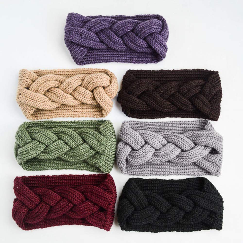 7-Pack Chunky Knit Headbands for Women & Girls - Winter Ear Warmers, Elastic Turban Head Wraps & Hair Accessories - Cozy & Stylish for Cold Weather, Outdoor Activities & Fashion