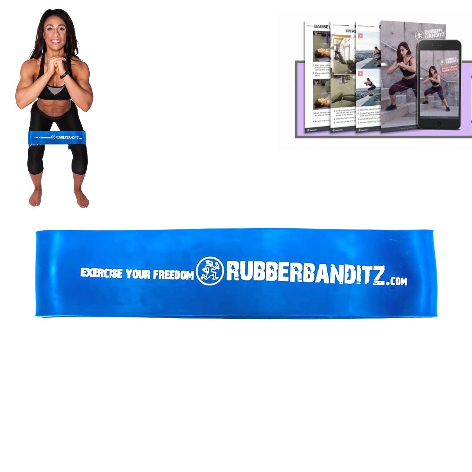 Rubberbanditz Extra Thick Booty Bands for Glutes and Legs Workouts - 5 Mini Resistance Bands (5-100 lbs) for Women - Includes Free eGuide - Perfect for Hip, Thigh, Butt & Abs Exercises - Home Gym & Outdoor Fitness Accessories