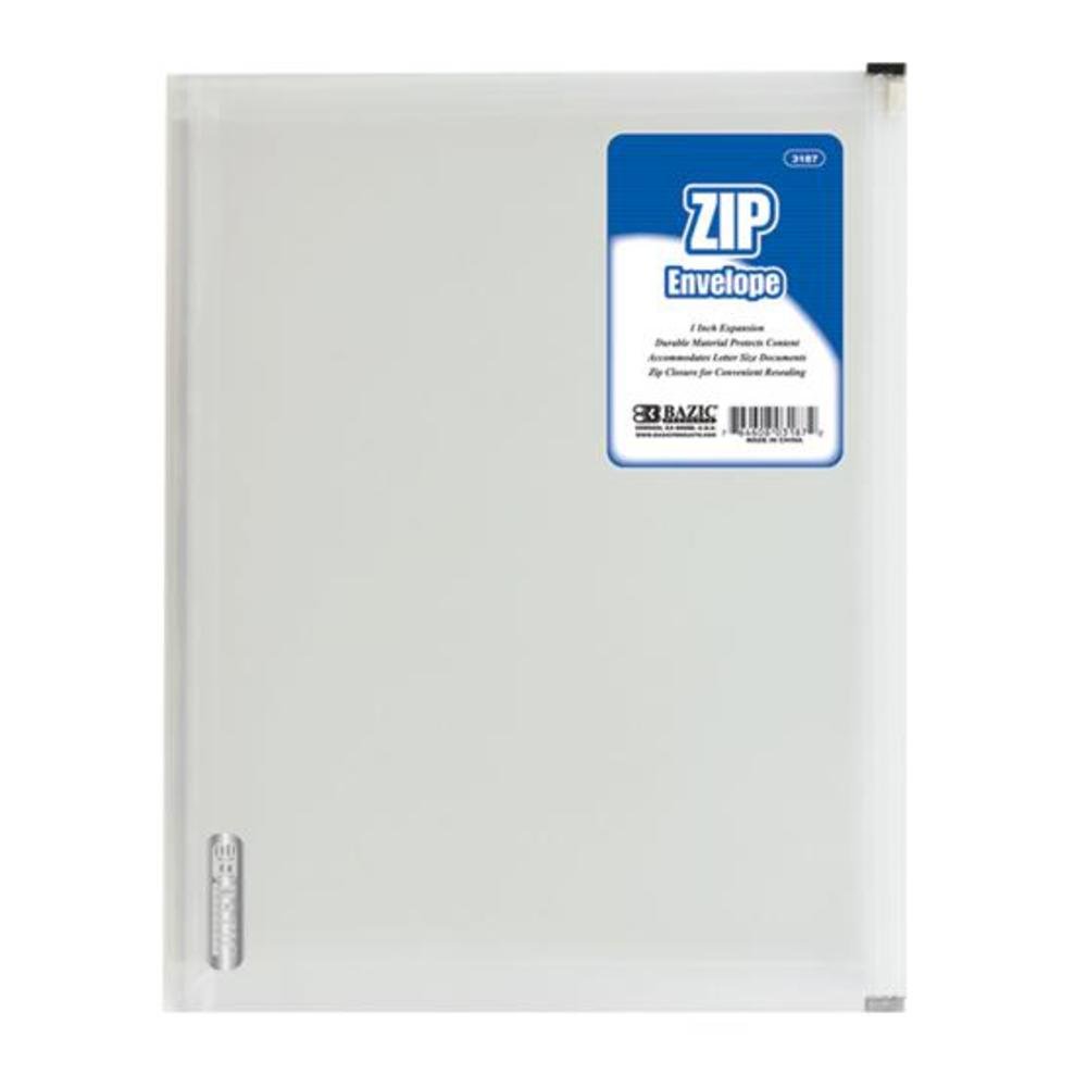 BAZIC Clear Letter Size Zip Envelope - 144 Pack (3187-144) | Waterproof Document Protector for Office, School & Mailing | Secure File Storage & Organization