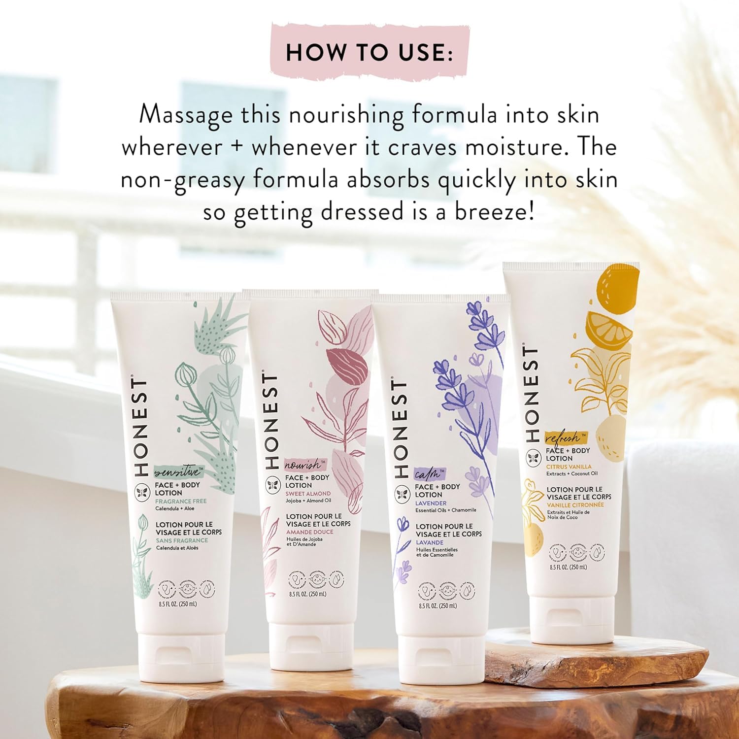 The Honest Company Hydrating Face & Body Lotion - Fast Absorbing, Naturally Derived, Hypoallergenic Moisturizer with Sweet Almond Oil (8.5 fl oz) | Perfect for Dry Skin Care & Daily Hydration