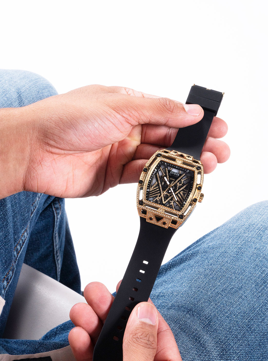 Black Gold Legend Silicone Glitz Watch - Stylish Waterproof Unisex Wristwatch for Men & Women - Perfect for Sports, Fitness, and Everyday Wear