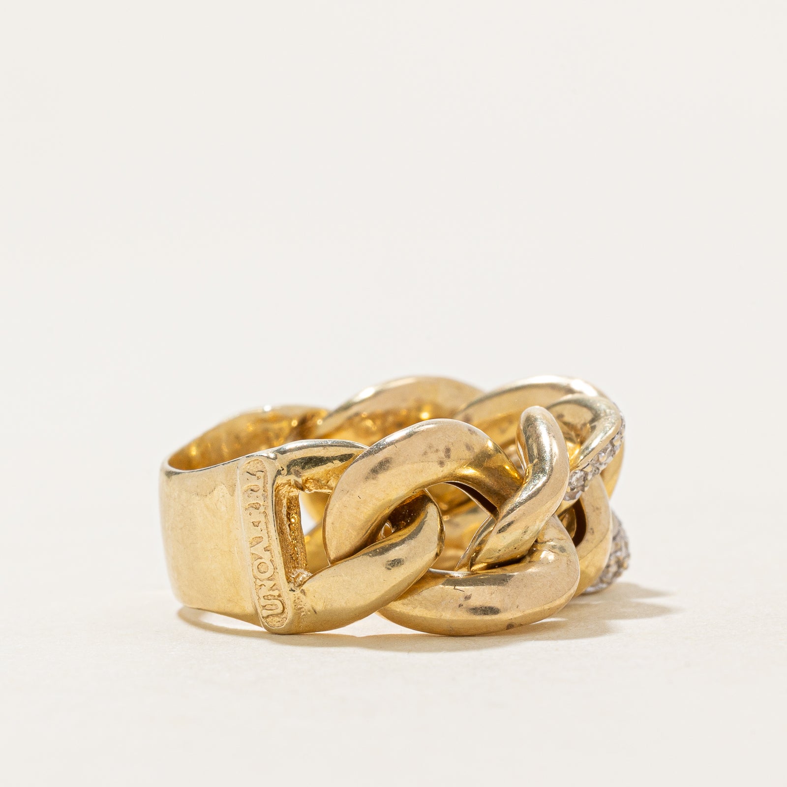 0.15ctw Diamond Curb Link Chain Ring - Size 6.75 | Elegant Stackable Wedding Band, Anniversary Gift for Her | Perfect for Everyday Wear, Date Nights & Special Occasions