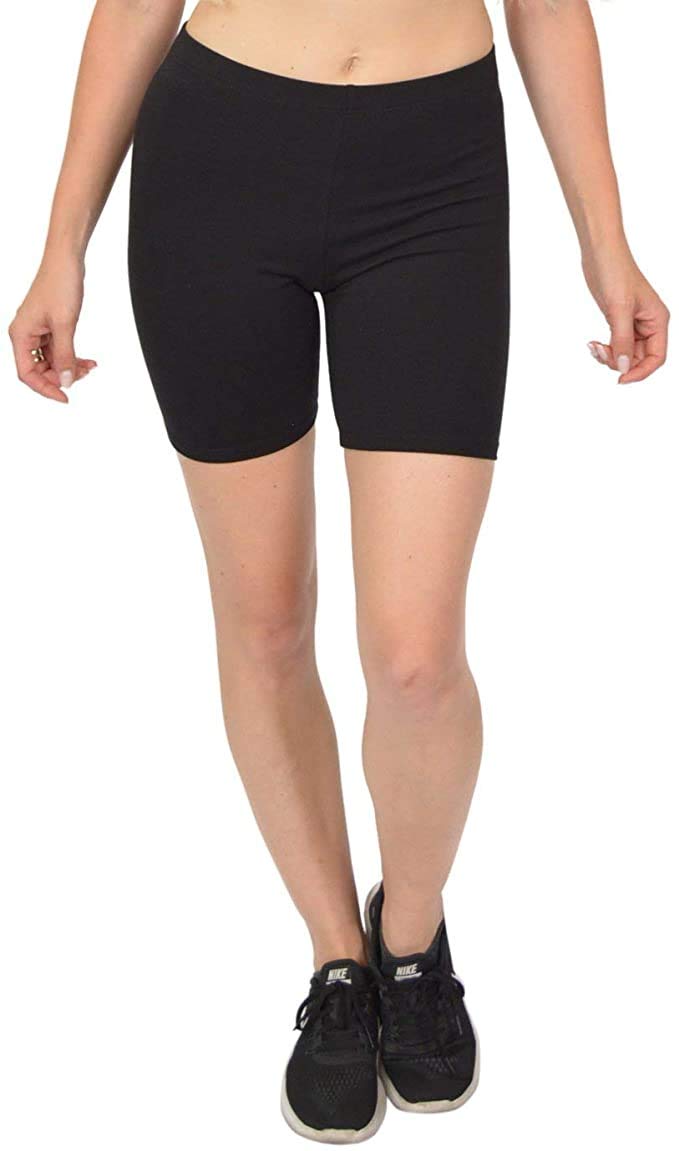 Cheryl Creations Women's High Waisted Cotton Bike Shorts - Breathable Stretch Workout Running Athletic Shorts for Yoga, Gym & Cycling | Made in USA | Perfect for Fitness, Lounge & Summer Activities