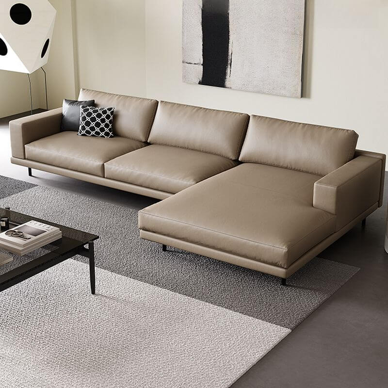 L-Shaped Sectional Sofa with Chaise Lounge in Auburn - Left-Facing Design for Living Room, Home Theater & Small Spaces