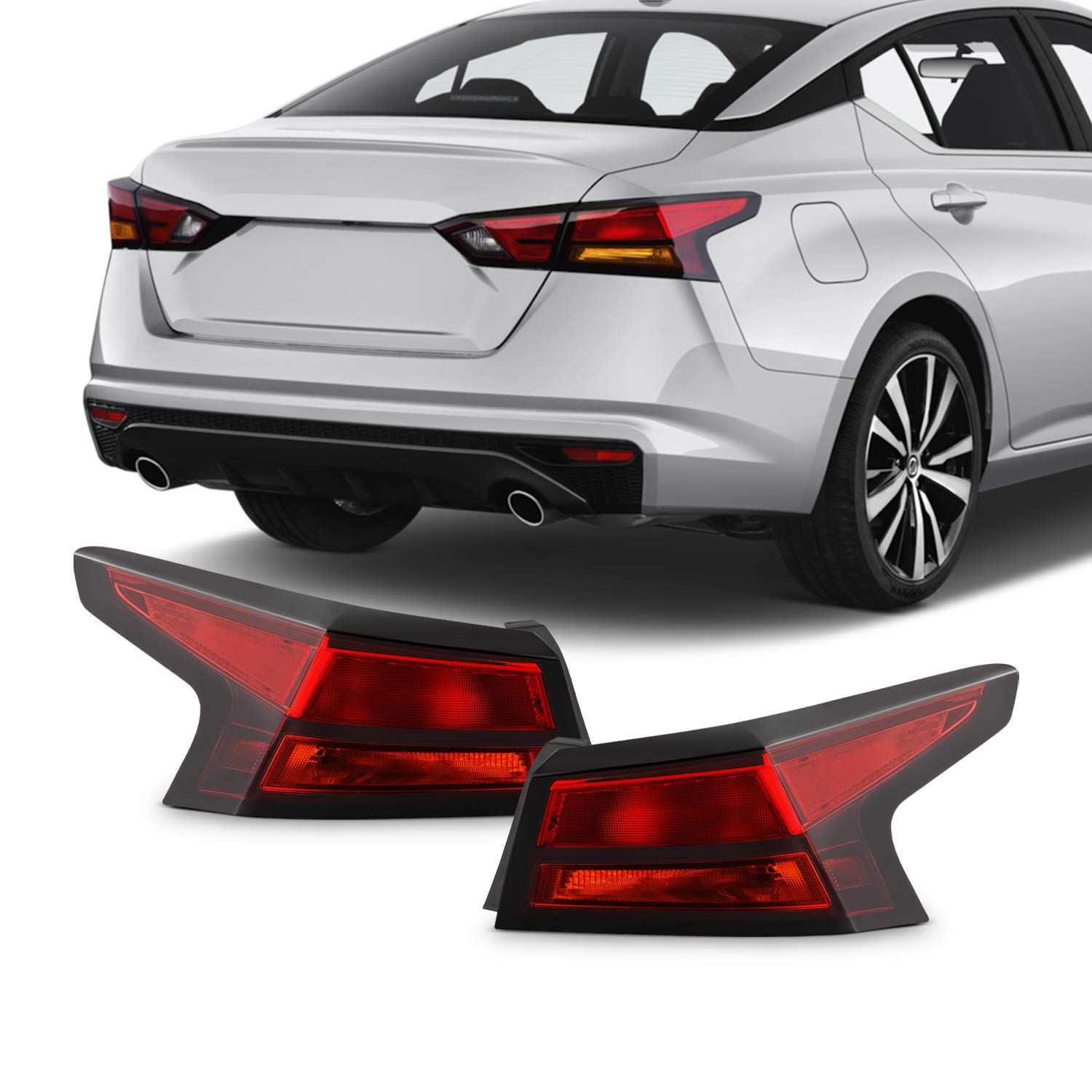 AKKON Red Tail Lights for 2019-2022 Nissan Altima Sedan - Halogen Type Brake Lamps (Driver & Passenger Side Pair) - Enhanced Safety & Style for Night Driving