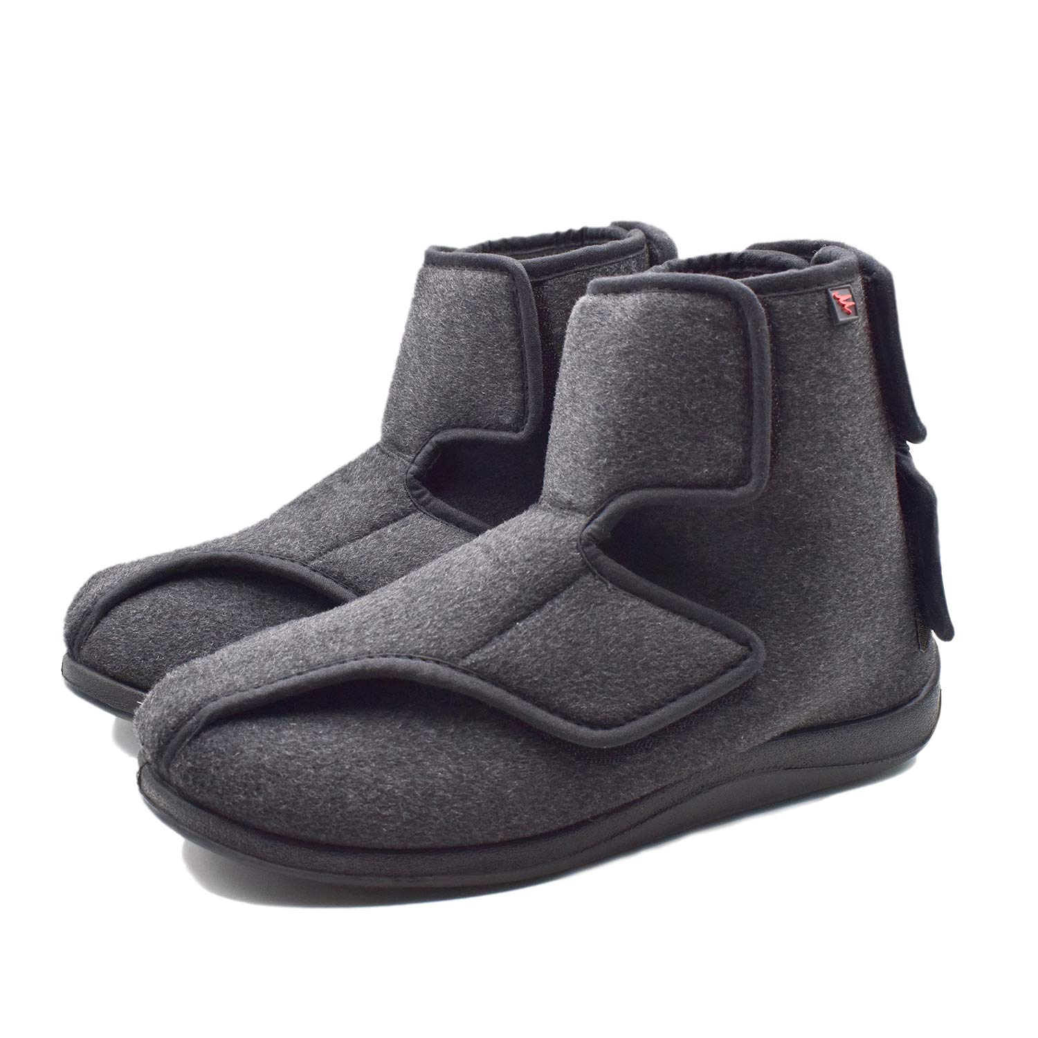 Mei MACLEOD Men's Extra Wide Width Memory Foam Booties Slippers - Adjustable Non-Slip Indoor/Outdoor House Shoes for Swollen Feet, Plantar Fasciitis & Diabetic Comfort - Perfect for Home, Office & Relaxation