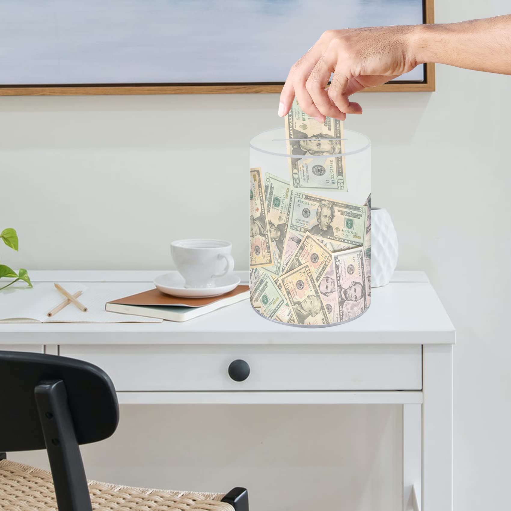 Clear Acrylic Money Box - Smash & Break to Open Piggy Bank for Adults & Kids (10.3×6.3 Inch) - Unbreakable Savings Jar for Birthday Gifts, Allowance Tracking & Financial Education