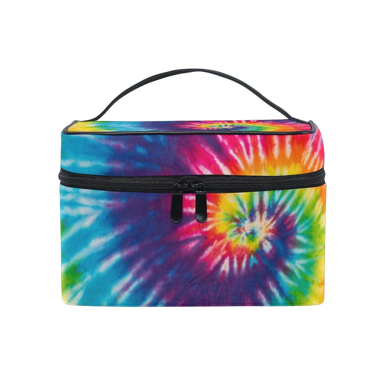 Cooper Girl Swirl Rainbow Cosmetic Bag - Waterproof Travel Makeup Train Case with Mirror | Perfect for Travel, Gym & Daily Organization