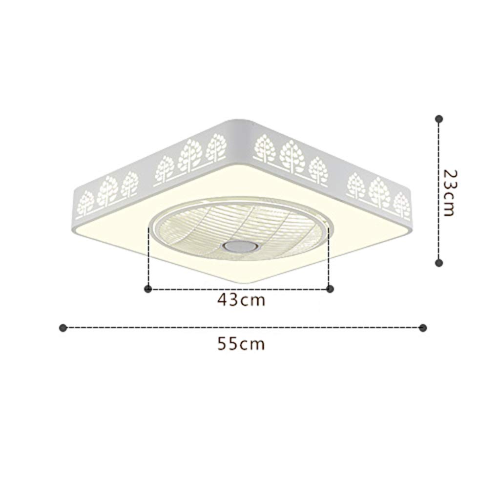 Ultra-Thin Square LED Ceiling Fan Light with Remote Control - 55x55cm, 35W - Perfect for Bedroom, Living Room & Office Cooling & Lighting