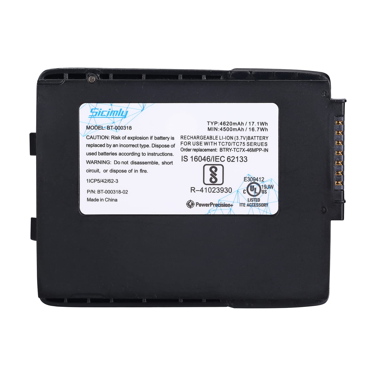 8PCS BT-000318 Replacement Batteries for Symbol Zebra TC77 TC70 TC75 TC70x TC75X TC72 TC720L TC700H TC700K TC75X - Compatible with BT-000318-01 82-171249-01 BTRY-TC70X-46MA1-01 - 4620mAh High Capacity Battery Pack for Barcode Scanners - Perfect for Retail, Warehouse and Logistics Use