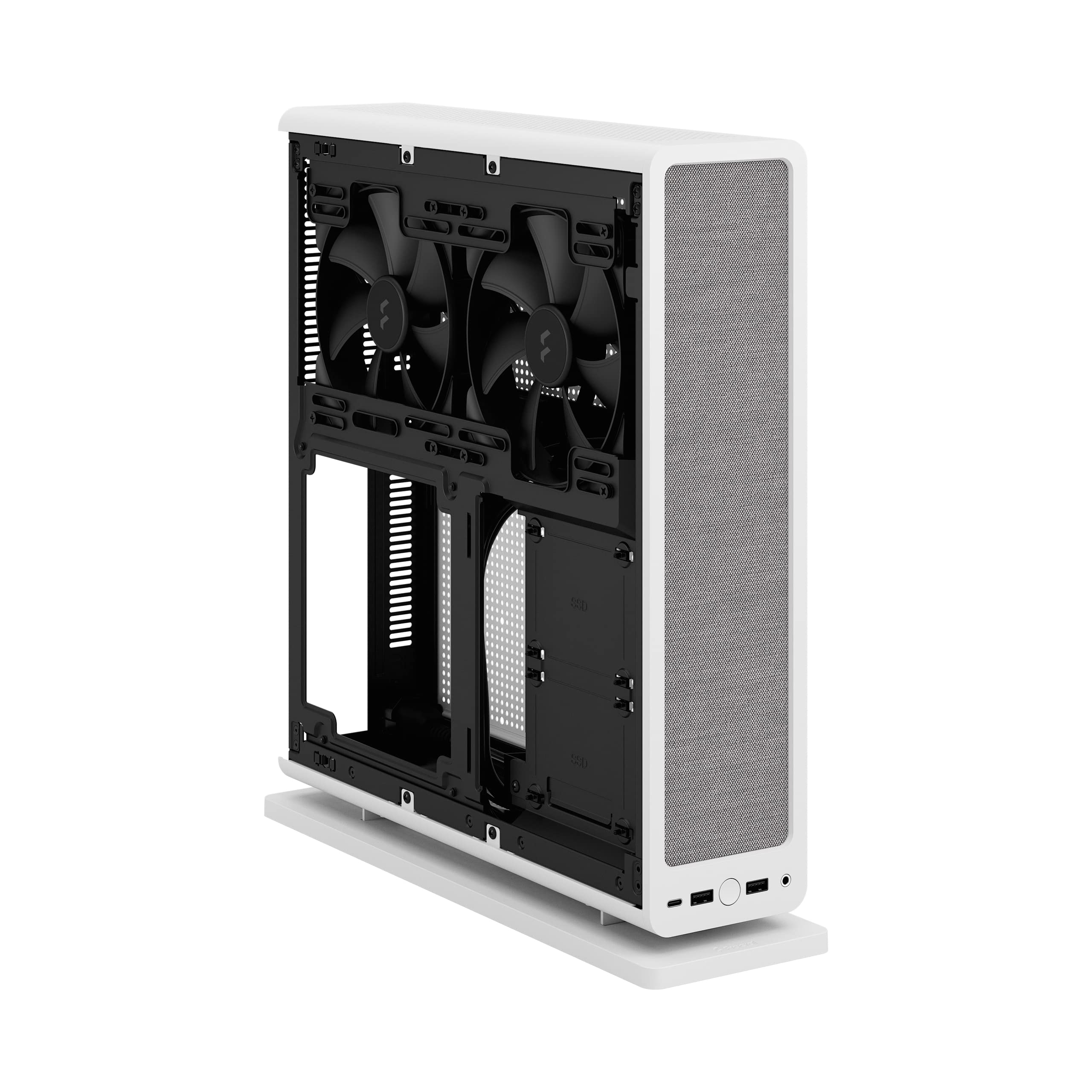 Fractal Design Ridge White ITX PC Case - PCIe 4.0 Riser Card & 2x140mm PWM Fans Included - USB Type-C - Compact Gaming Computer Case for Home Theater & Workstation Setup