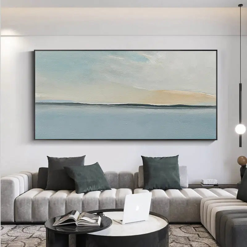 Ocean and Sky Painting - Handmade Canvas Art #OS023 for Home Decor, Office Wall Art, and Living Room Aesthetic