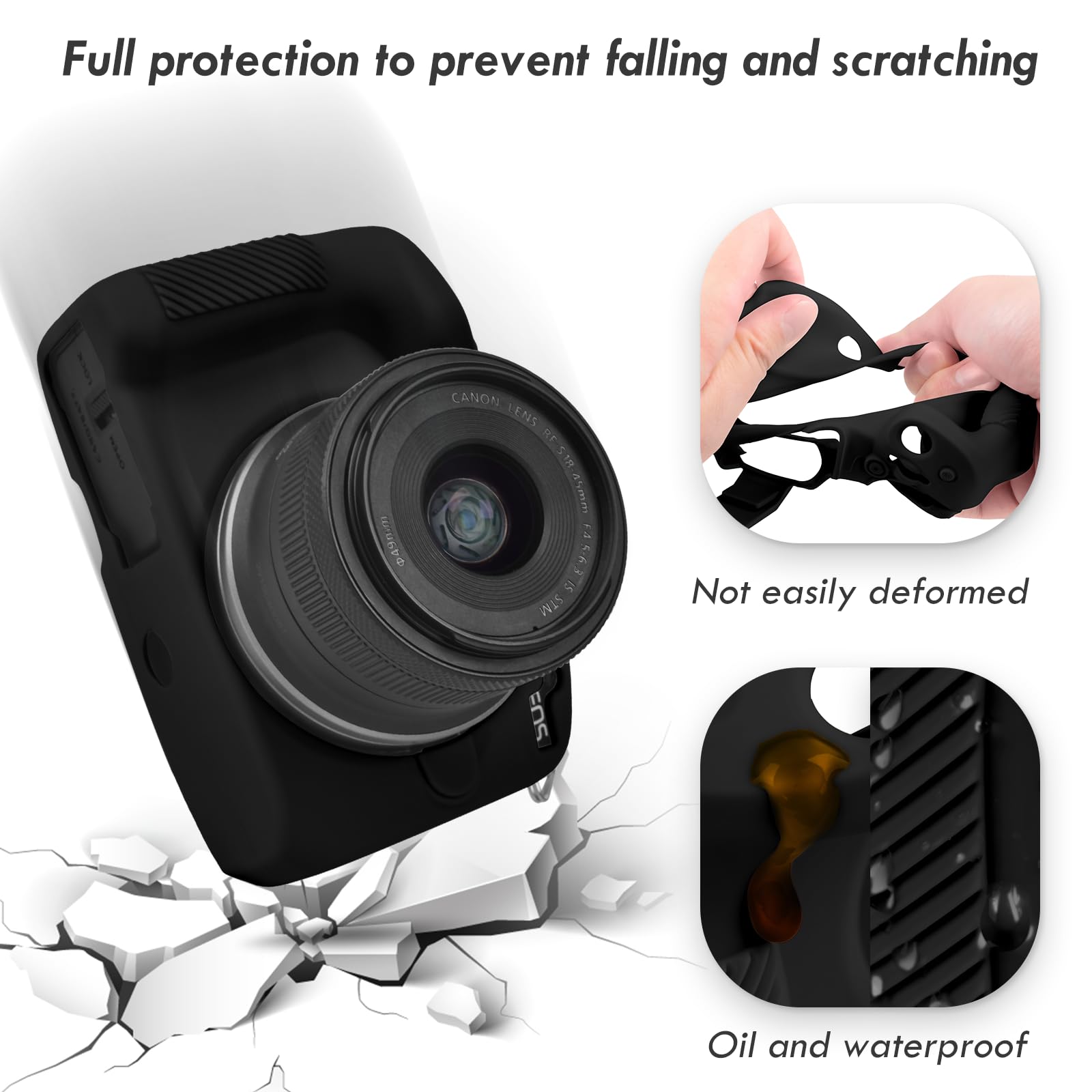 Rieibi Soft Silicone Protective Case for Canon EOS R50 Camera - Lightweight, Durable Cover for EOSR50 (Black) | Perfect for Travel, Outdoor Photography & Everyday Protection
