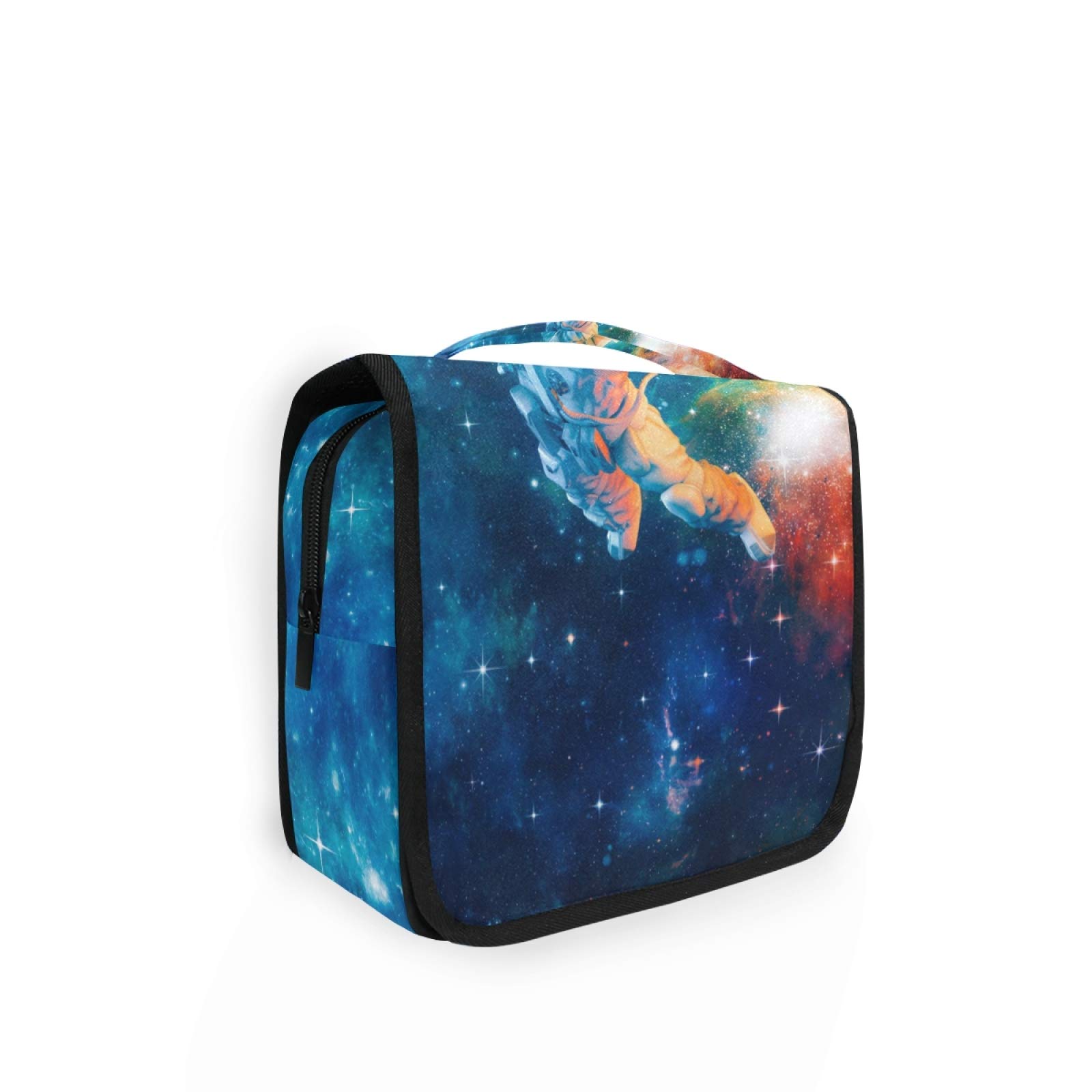 Waterproof Hanging Toiletry Bag for Women - Large Capacity Travel Cosmetic Organizer with Hook, Astronaut Galaxy Print Makeup Pouch - Perfect for Bathroom Storage, Camping & Air Travel