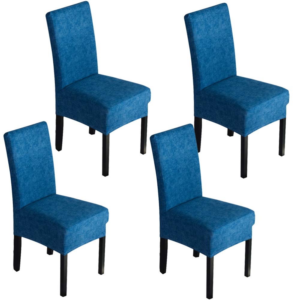 BESPORTBLE Stretchable Dining Chair Covers Set of 4 - Breathable Spandex Seat Protectors for Home, Office, Hotel & Party (Dark Blue) | Perfect for Everyday Use, Special Events & Furniture Protection