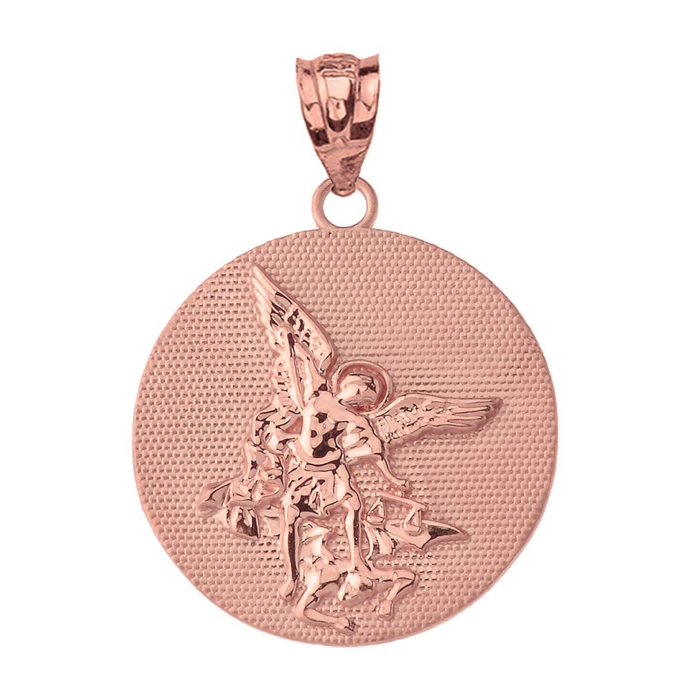 10k Gold Saint Michael Protect Us Coin Charm Pendant for Necklace - Religious Jewelry for Men & Women - Spiritual Protection Gift for Baptism, Confirmation, First Communion