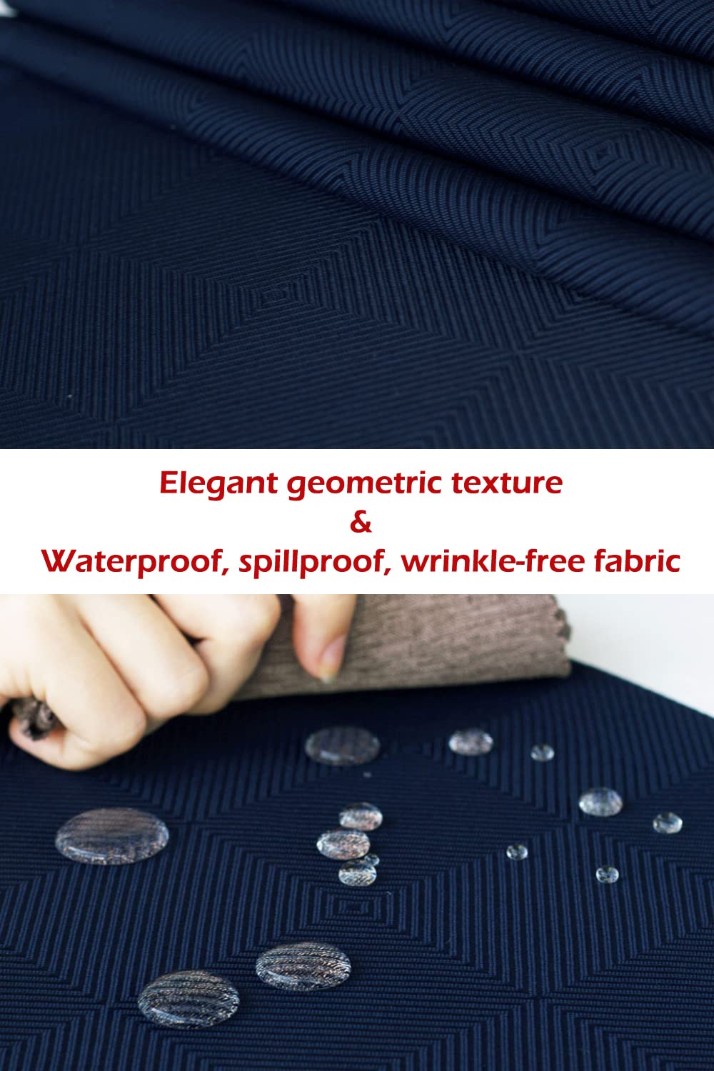 Navy Blue 120 Inch Table Runner - Waterproof Wrinkle-Free Geometric Decor for Coffee Table, Dresser, Nightstand | Perfect for Outdoor Dining, Dinner Parties, Weddings & Mother's Day Gifts